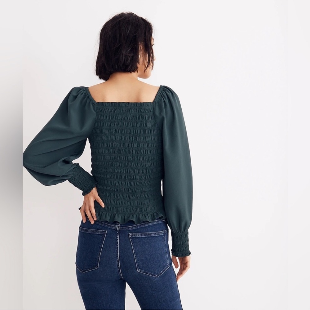 NWT Madewell Lucie Bubble Sleeve Smocked top - Picture 2 of 8